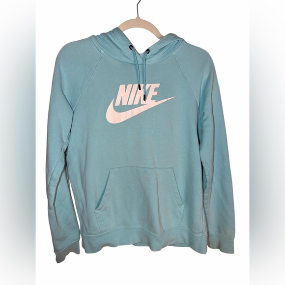 Nike Tops - Nike Light Blue Logo Pullover Hoodie Sweatshirt Size S